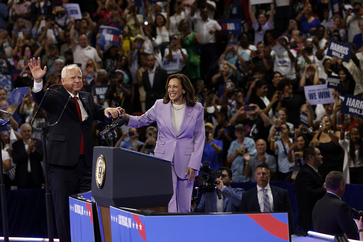 AP : Vice President Kamala Harris and Governor Tim Waltz host a campaign rally at University of Las Vegas Thomas and Mack Center in Las Vegas, on Saturday, August 10